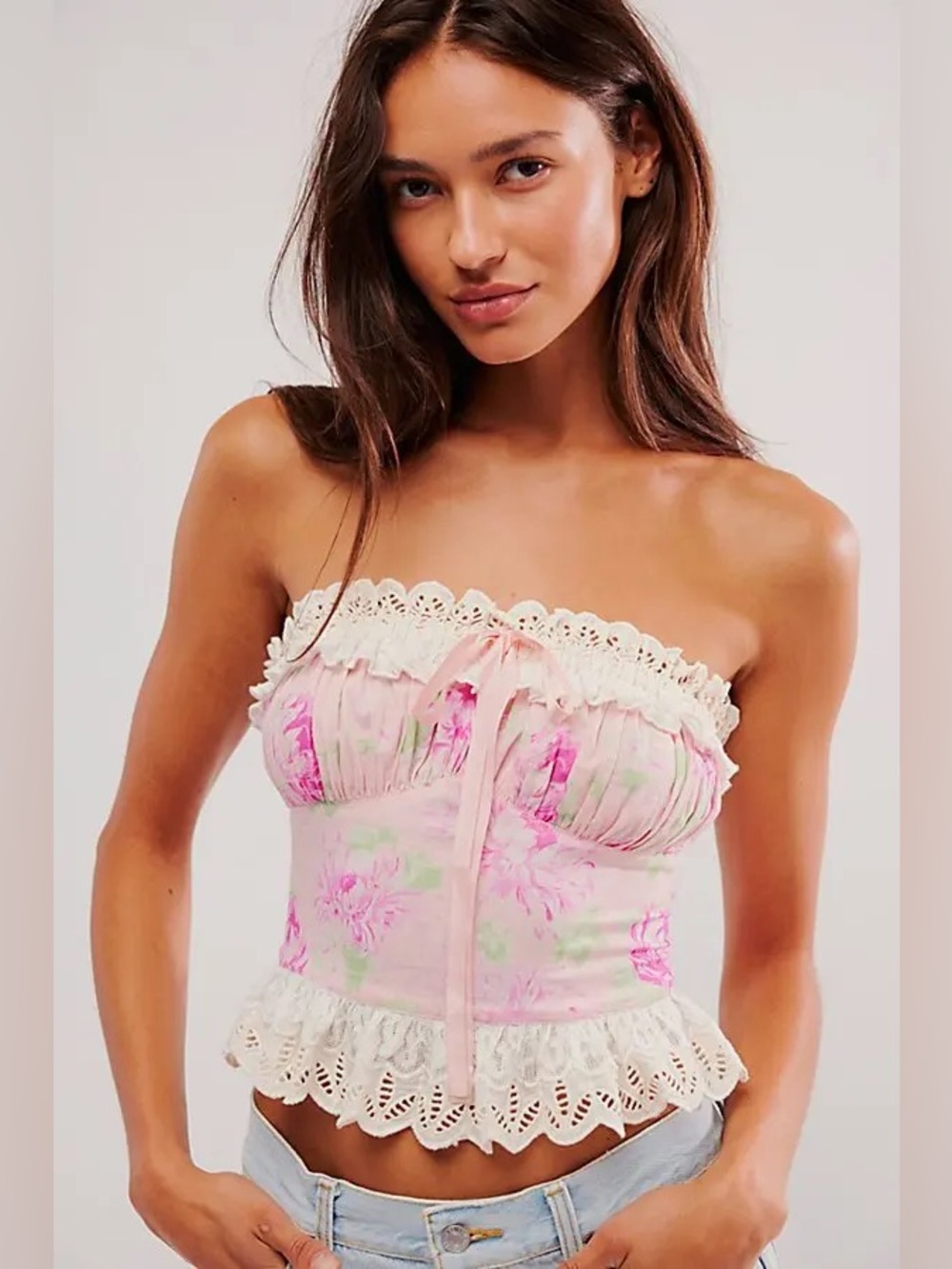 NWT Free People Dolly Top Bubblegum Pink Rose Bustier